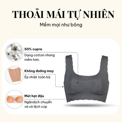 Áo lót không gọng ICGG510 GOCOCI 50% Cupra Chất sợi từ cotton, mềm mại & thoải mái