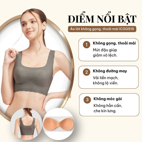 Áo lót không gọng ICGG510 GOCOCI 50% Cupra Chất sợi từ cotton, mềm mại & thoải mái
