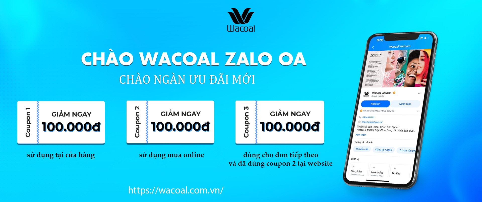 Chào đón Wacoal trên Zalo Official Account (ZaloOA)
